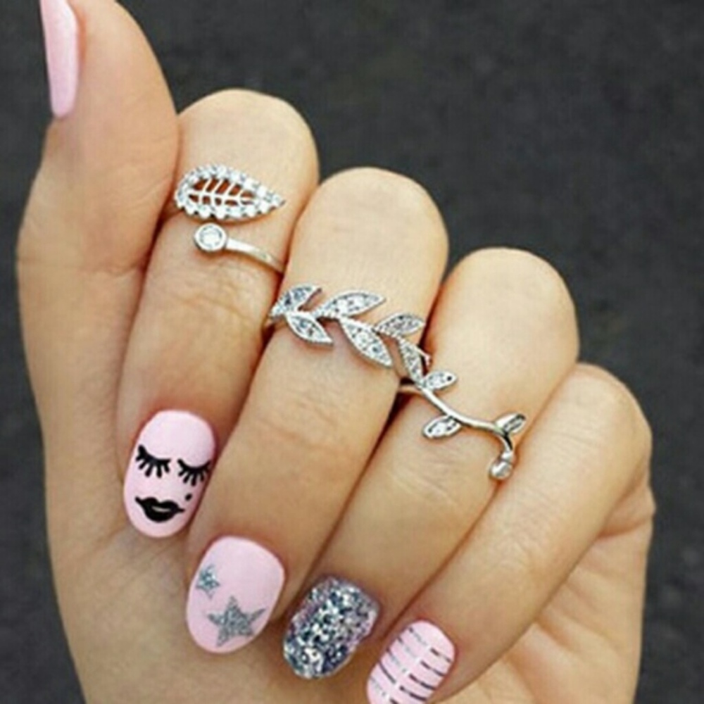 3 Piece Stackable Silver Midi Knuckle Rings - Picture 3 of 6